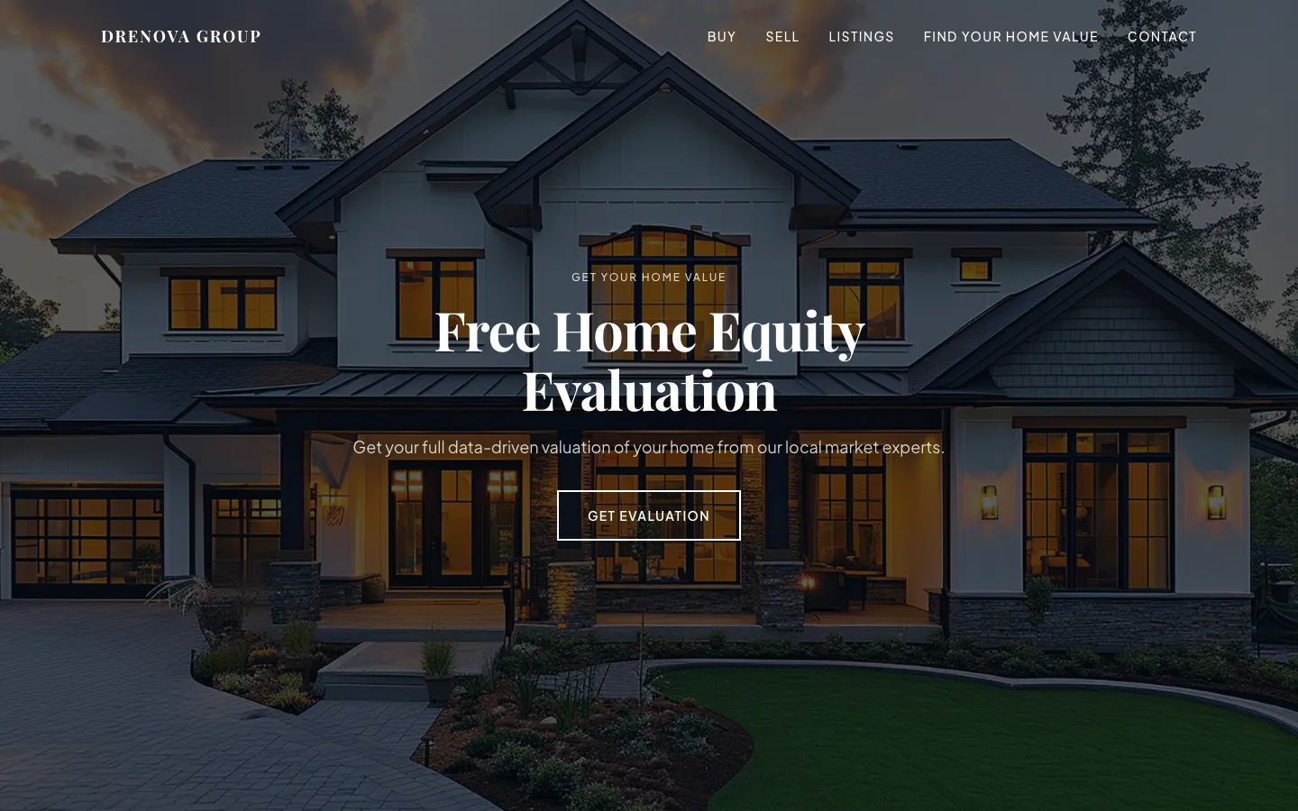 Drenova Group home evaluation lead capture page screenshot